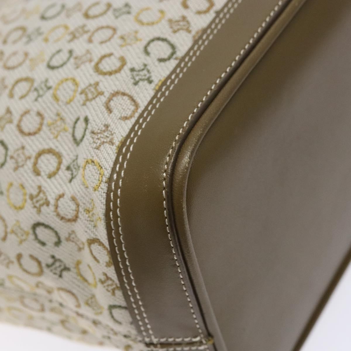 Celine Vintage Macadam Shoulder Bag Canvas Khaki Canvas Bag
