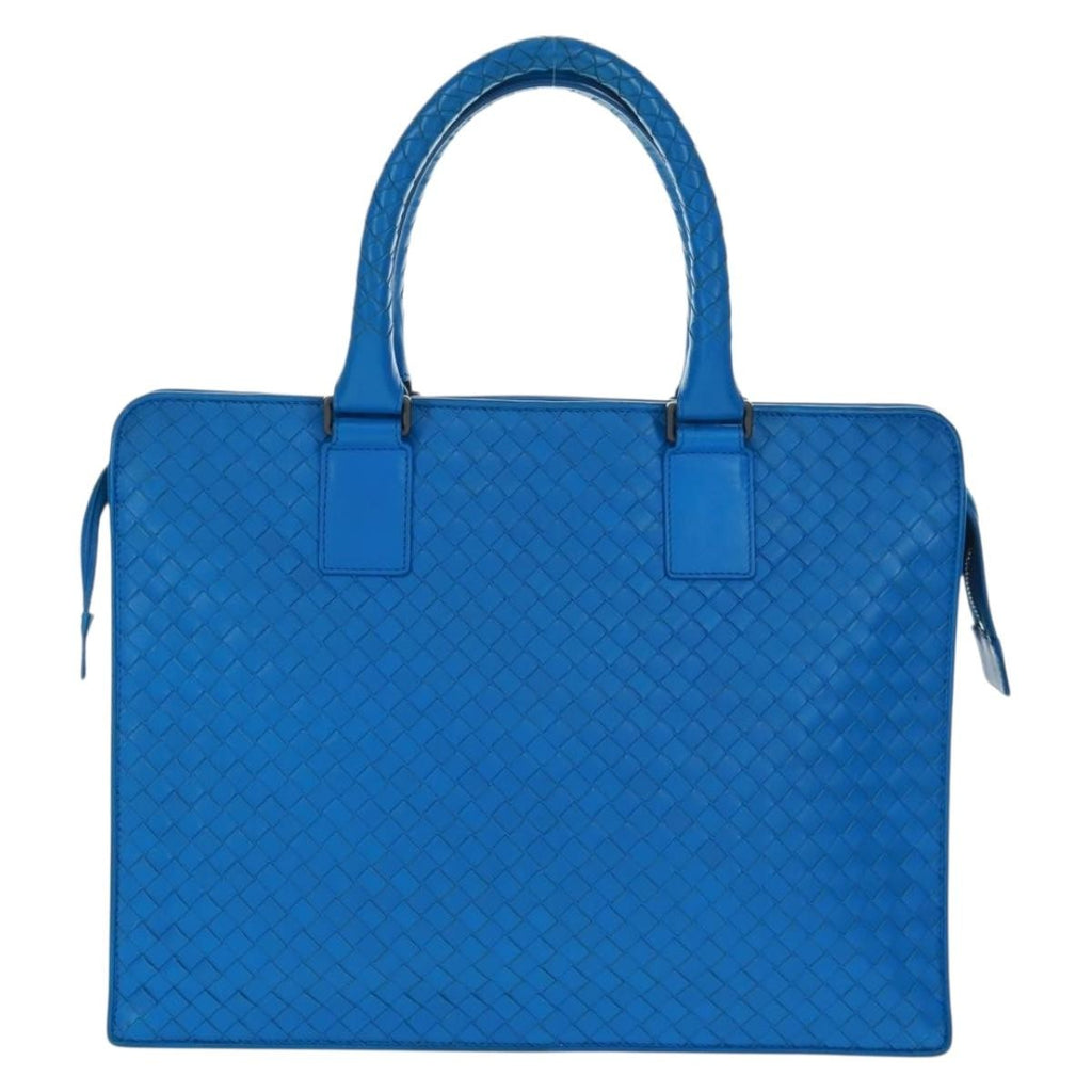 Bottega Veneta Top Zip Briefcase Intrecciato Nappa Blue Leather Briefcase Bag
