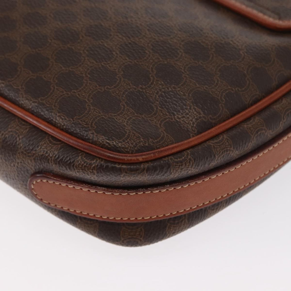 Celine Vintage Macadam Shoulder Bag Canvas And Leather Brown Canvas Shoulder Bag Bag