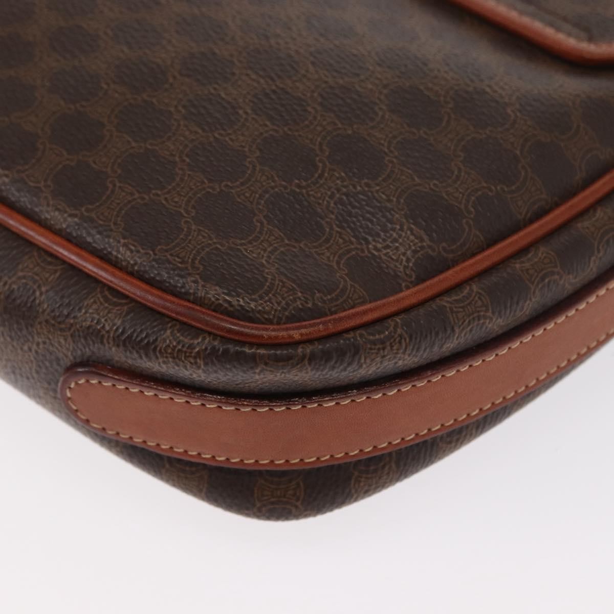 Celine Vintage Macadam Shoulder Bag Canvas And Leather Brown Canvas Shoulder Bag Bag