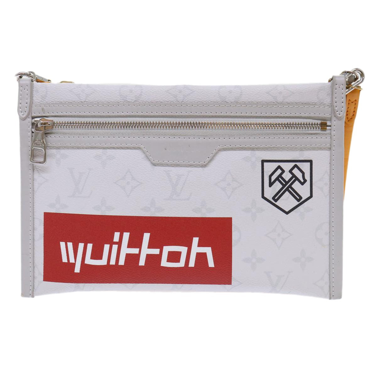 Louis Vuitton Double Flat Messenger Bag Limited Edition Logo Story Monogram Canvas And Denim Multicolour Canvas Clutche & Pouche Bag