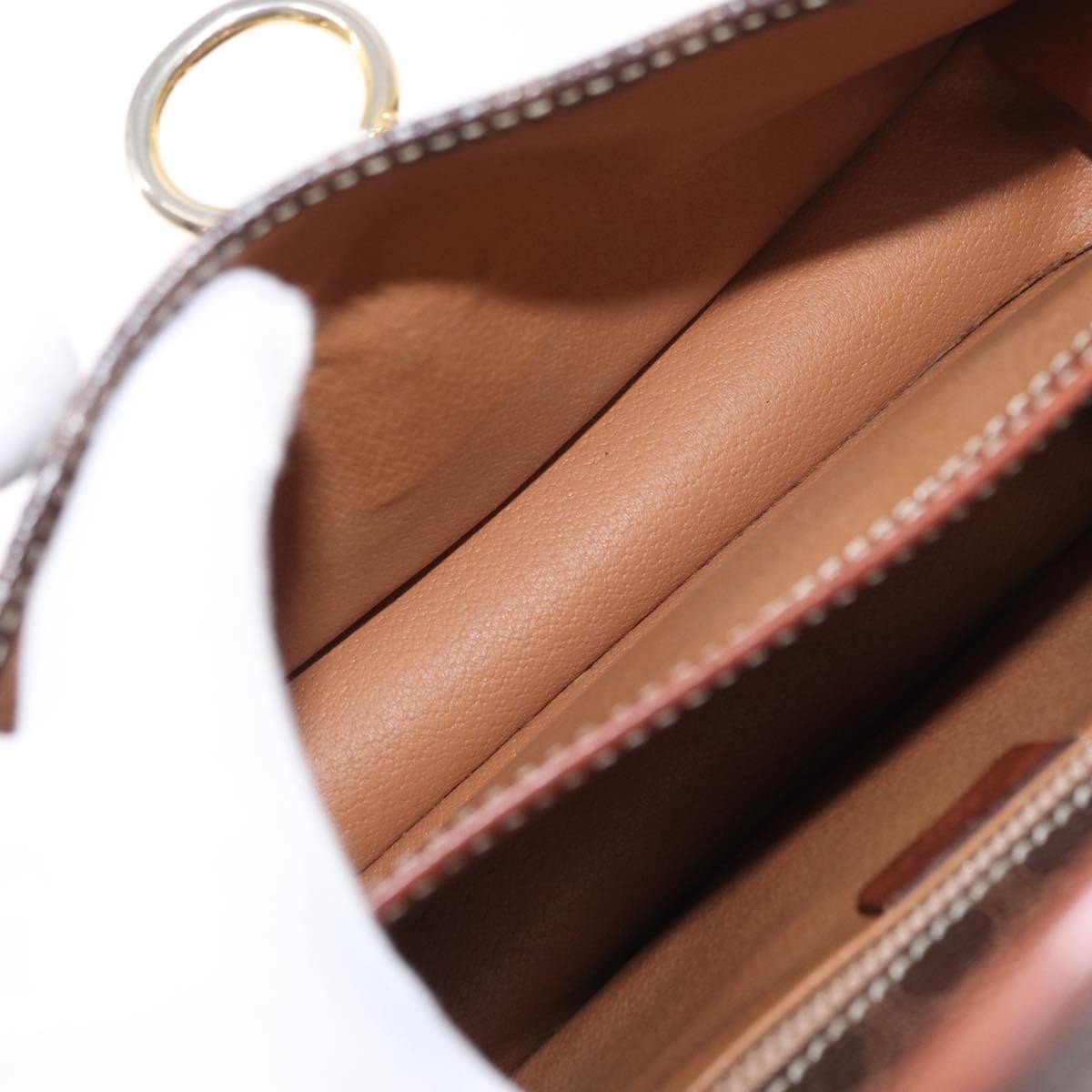 Celine Vintage Macadam Shoulder Bag Canvas Brown Canvas Shoulder Bag Bag