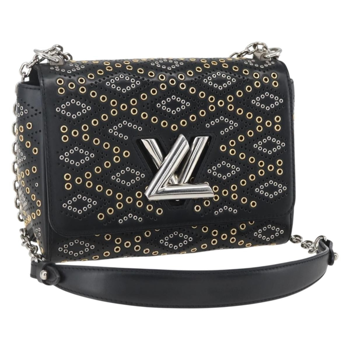Louis Vuitton Twist Handbag Limited Edition Grommet Embellished Leather Black Leather Shoulder Bag