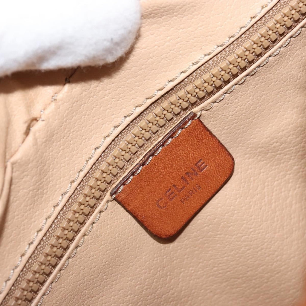 Celine Vintage Macadam Shoulder Bag Canvas And Leather Beige Canvas Shoulder Bag Bag