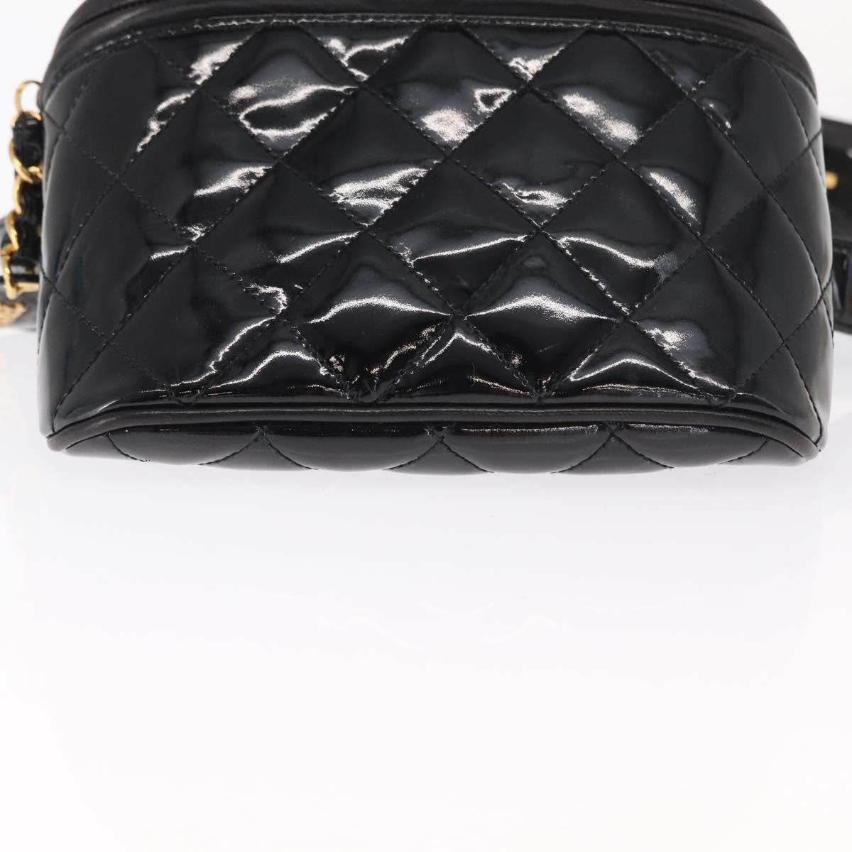 Chanel Vintage Zip Belt Bag Quilted Lambskin Black Patent_Leather Clutche & Pouche Bag