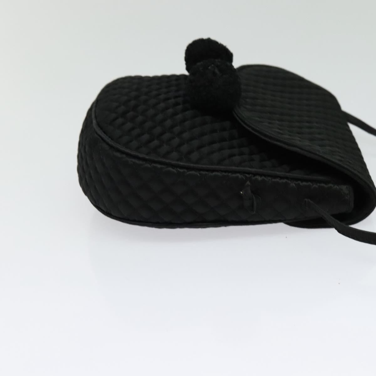 Bottega Veneta Intrecciato Clutch Bag Calfskin Black Satin Shoulder Bag Bag