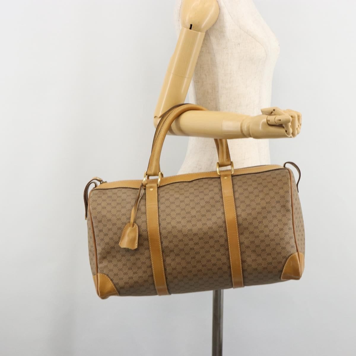 Gucci Vintage Travel Bag Gg Canvas Beige Pvc Travel Bag Bag (Pre-Owned)