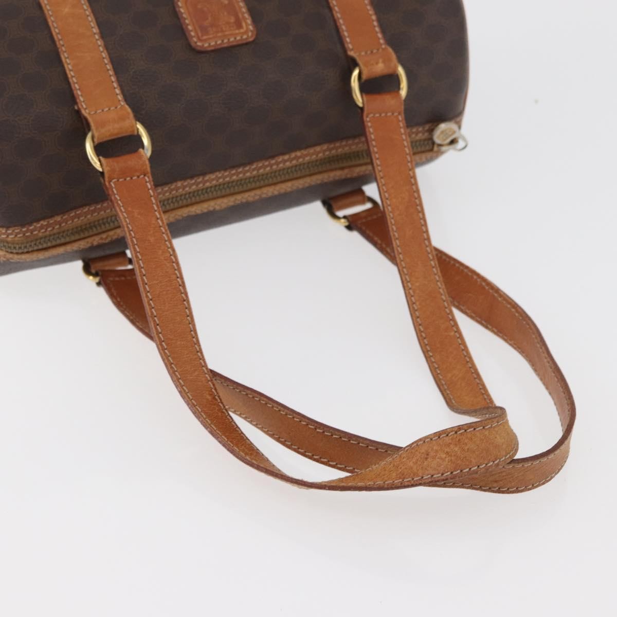 Celine Vintage Macadam Shoulder Bag Canvas And Leather Brown Canvas Shoulder Bag Bag