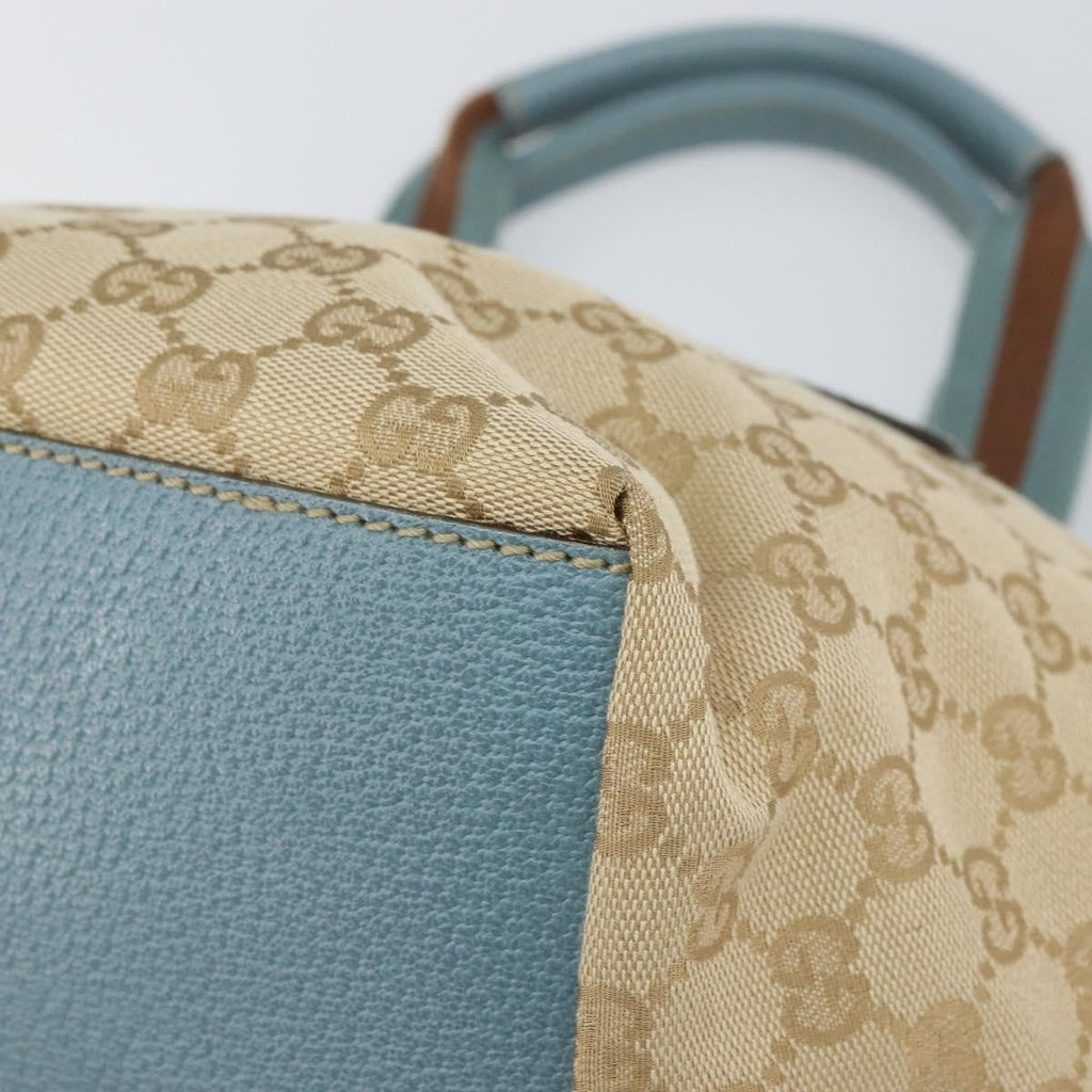 Gucci Web Zip Tote Gg Canvas Beige Canvas Tote Bag Bag (Pre-Owned)