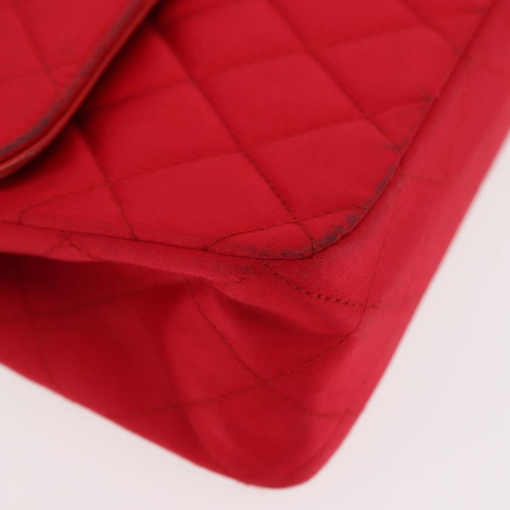 Chanel Timeless - Classic Double Flap Bag Quilted Satin Red Satin Shoulder Bag Bag