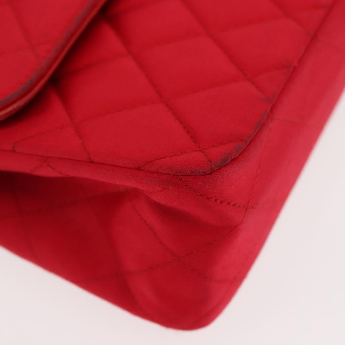 Chanel Timeless - Classic Double Flap Bag Quilted Satin Red Satin Shoulder Bag Bag