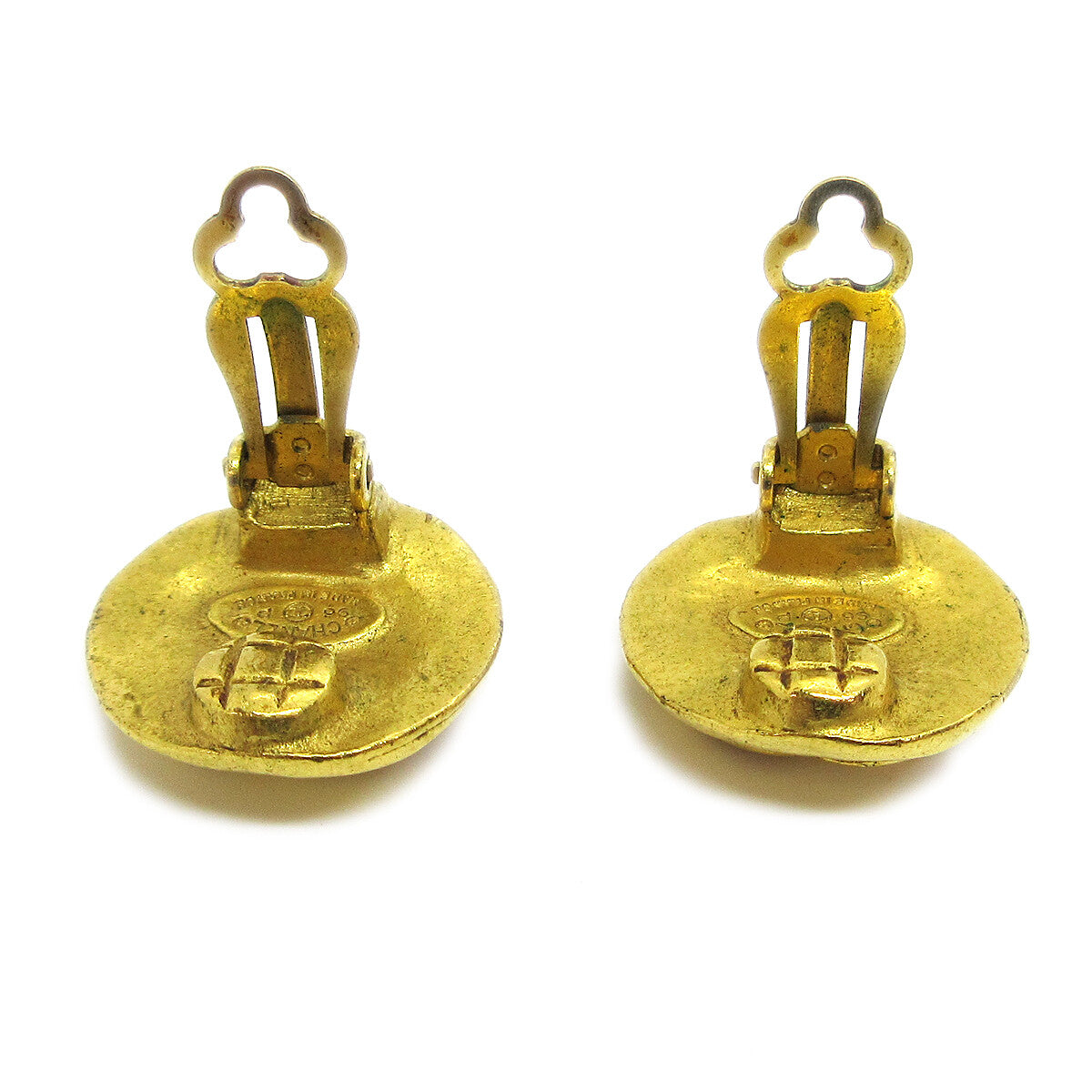 Chanel Vintage Cc Round Clip-On Earrings Metal Gold Gold_Plated Earrings Jewelry
