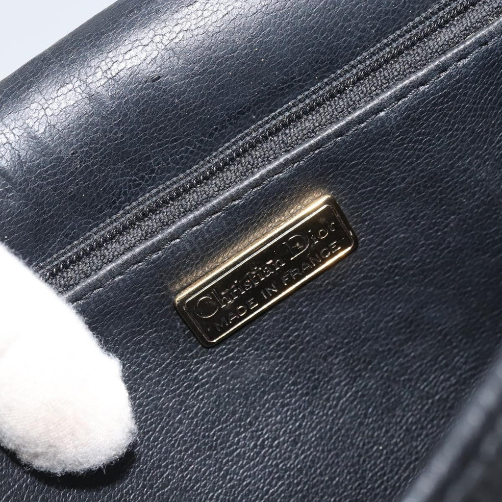 Christian Dior Vintage Cd Logo Shoulder Bag Leather Black Leather Shoulder Bag Bag (Pre-Owned)