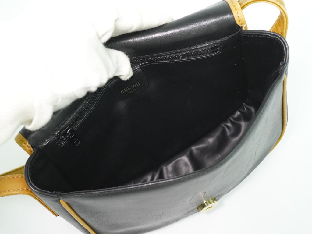 Celine Vintage Shoulder Bag Leather Black Leather Shoulder Bag Bag