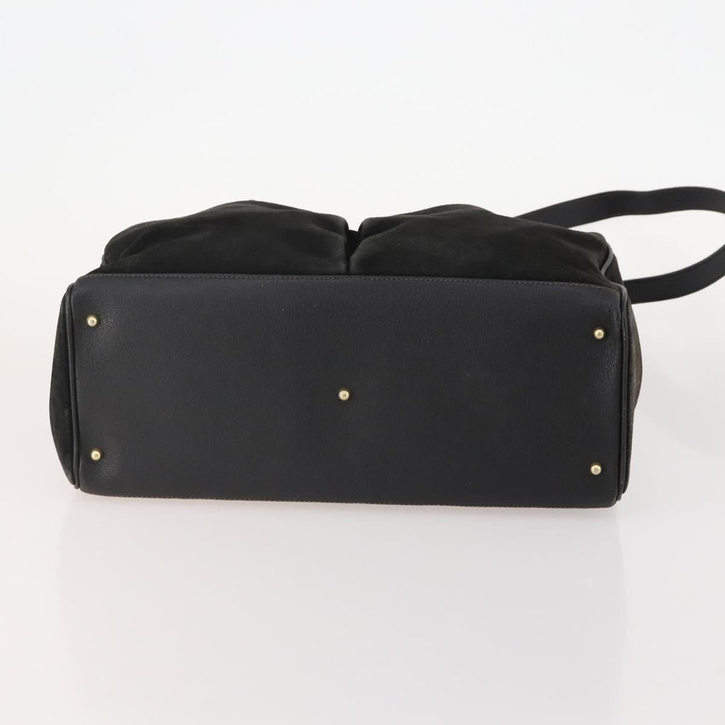 Gucci Vintage Diana Bamboo Top Handle Tote Ostrich Black Suede Tote Bag Bag (Pre-Owned)