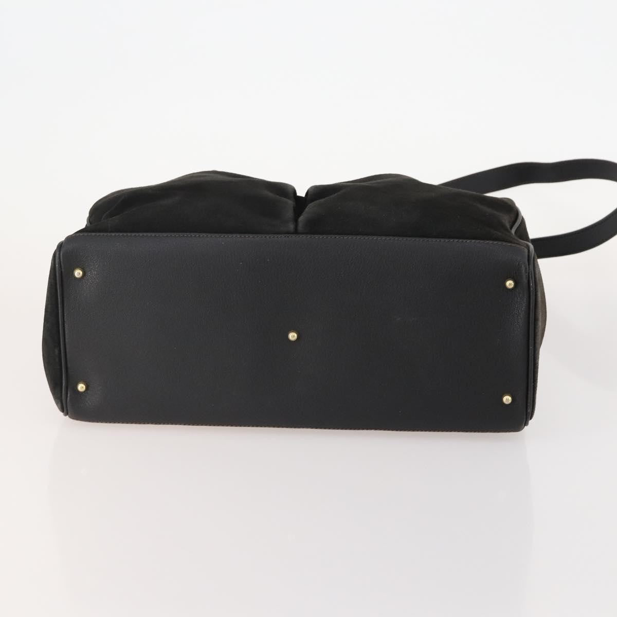 Gucci Vintage Diana Bamboo Top Handle Tote Ostrich Black Suede Tote Bag Bag (Pre-Owned)