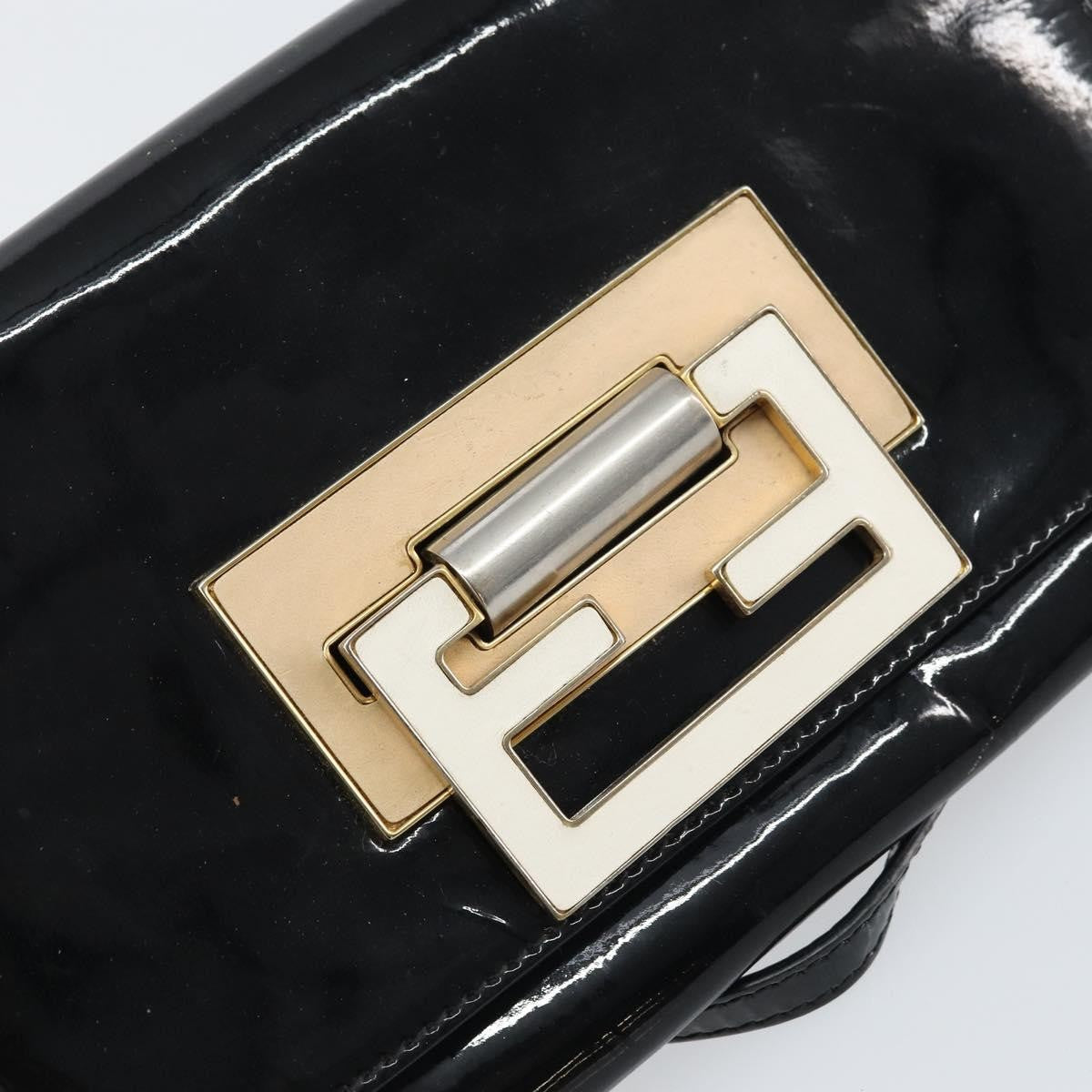 Fendi Vintage Shoulder Bag Enamel Black Patent_Leather Shoulder Bag Bag