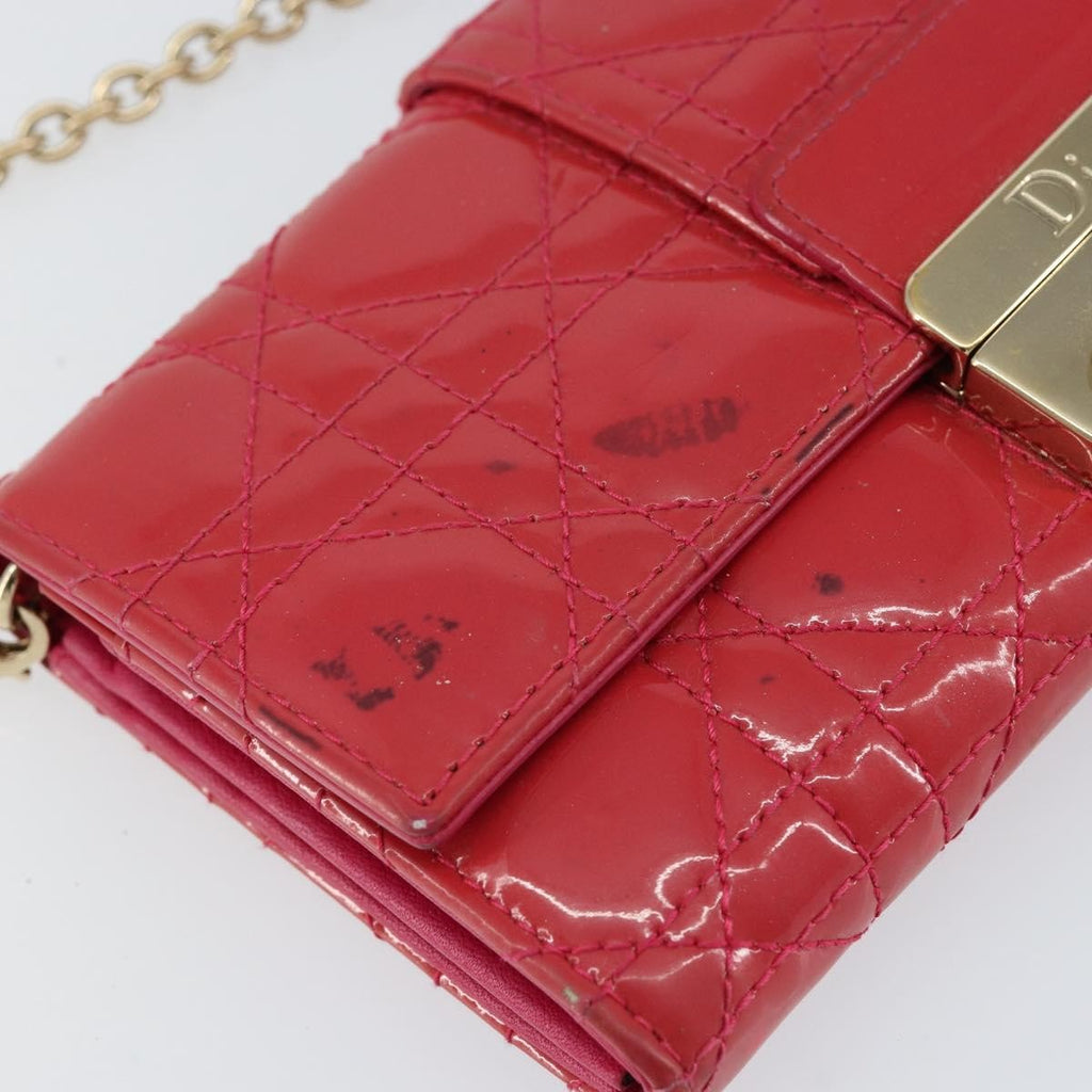 Christian Dior New Lock Pouch Cannage Quilt Patent Pink Patent_Leather Clutche & Pouche Bag (Pre-Owned)