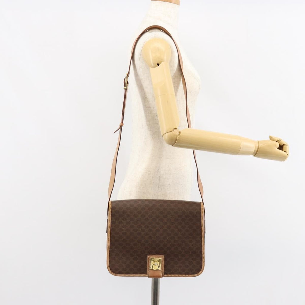 Celine Vintage Macadam Shoulder Bag Canvas And Leather Brown Canvas Shoulder Bag Bag
