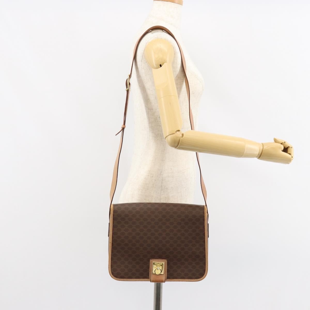 Celine Vintage Macadam Shoulder Bag Canvas And Leather Brown Canvas Shoulder Bag Bag