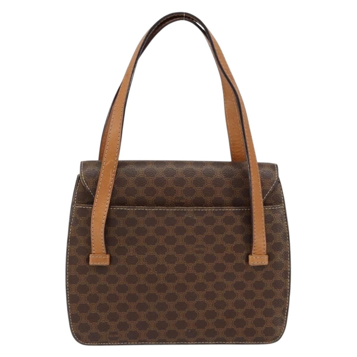 Celine Vintage Macadam Handbag Canvas And Leather Brown Canvas Handbag