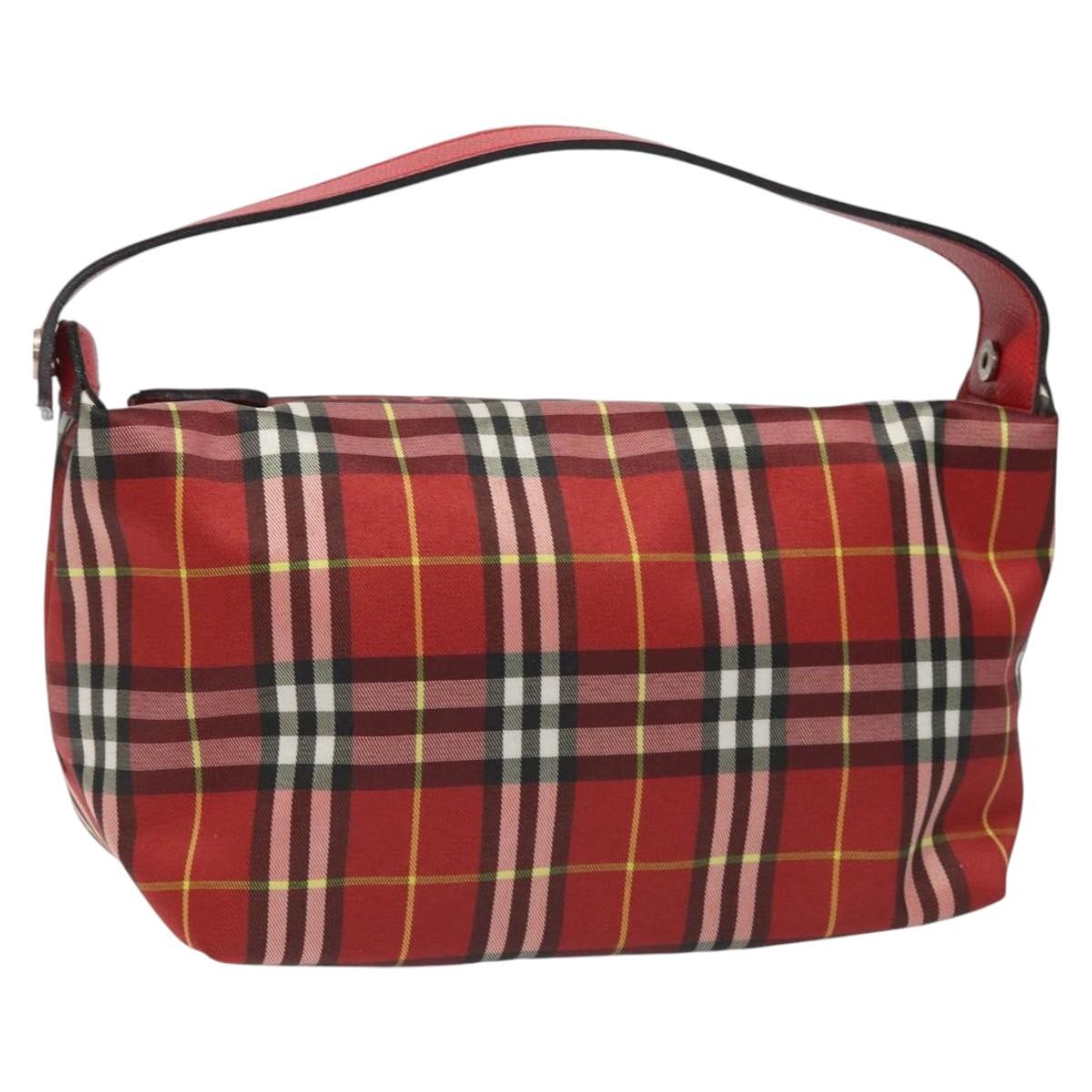 Burberry Nova Check Handbag Leather And Nylon Red Nylon Handbag