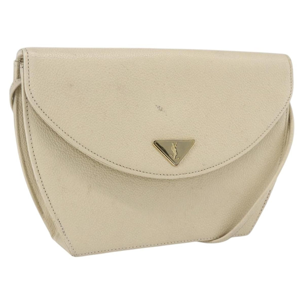 Saint Laurent Vintage Shoulder Bag Leather Ecru Leather Shoulder Bag Bag (Pre-Owned)