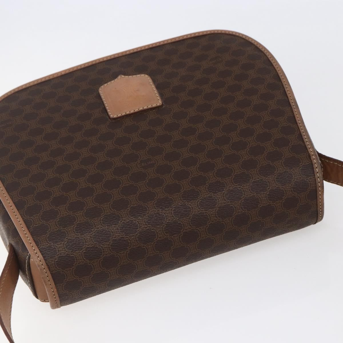 Celine Macadam Shoulder Bag Pvc Leather Brown Canvas Shoulder Bag Bag