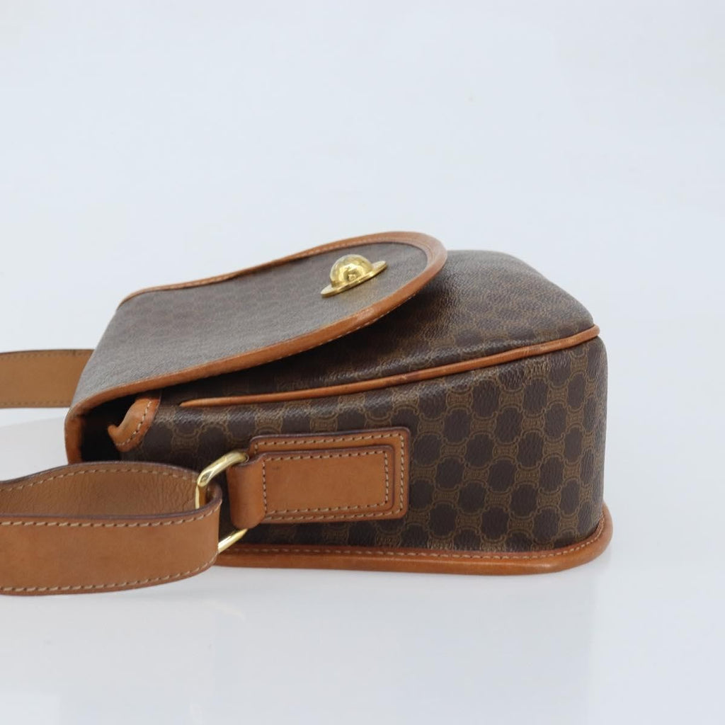 Celine Vintage Macadam Shoulder Bag Canvas And Leather Brown Canvas Shoulder Bag Bag