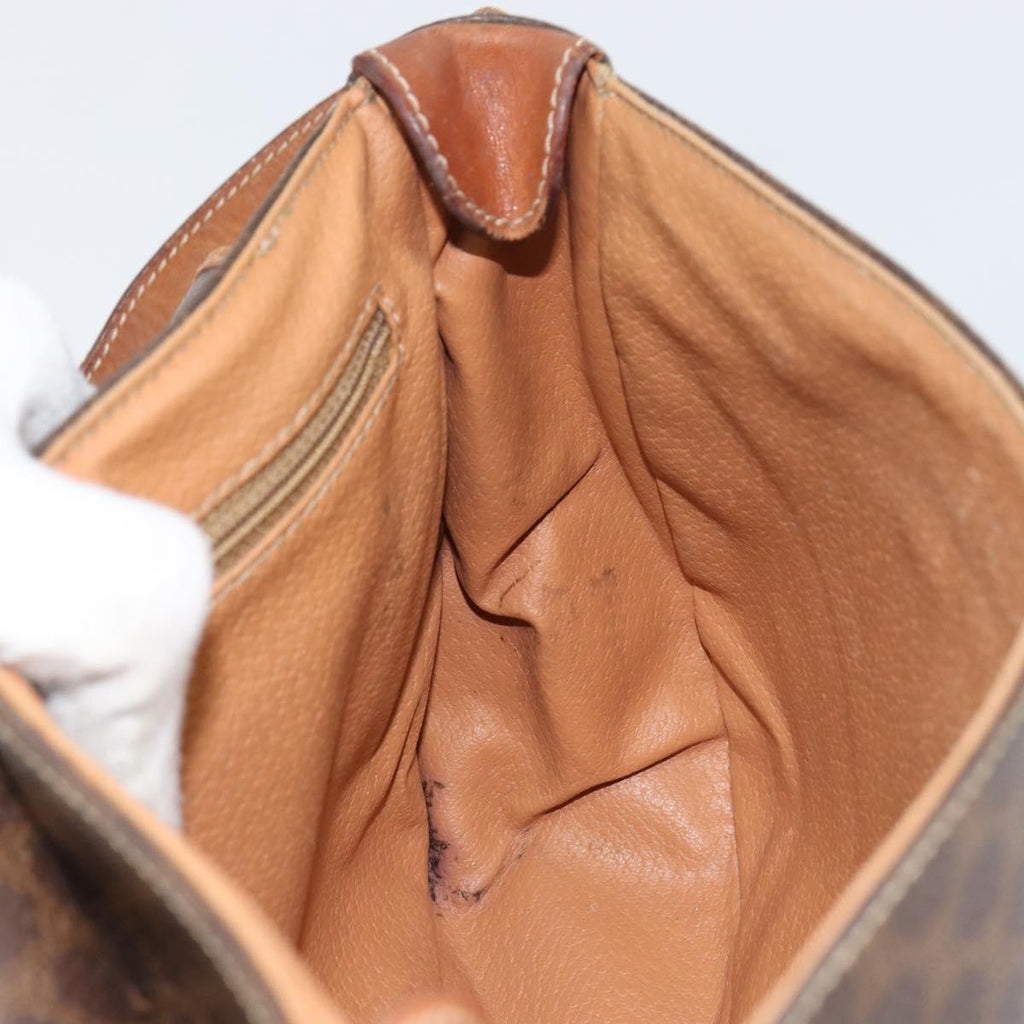 Celine Vintage Macadam Shoulder Bag Canvas And Leather Brown Canvas Shoulder Bag Bag