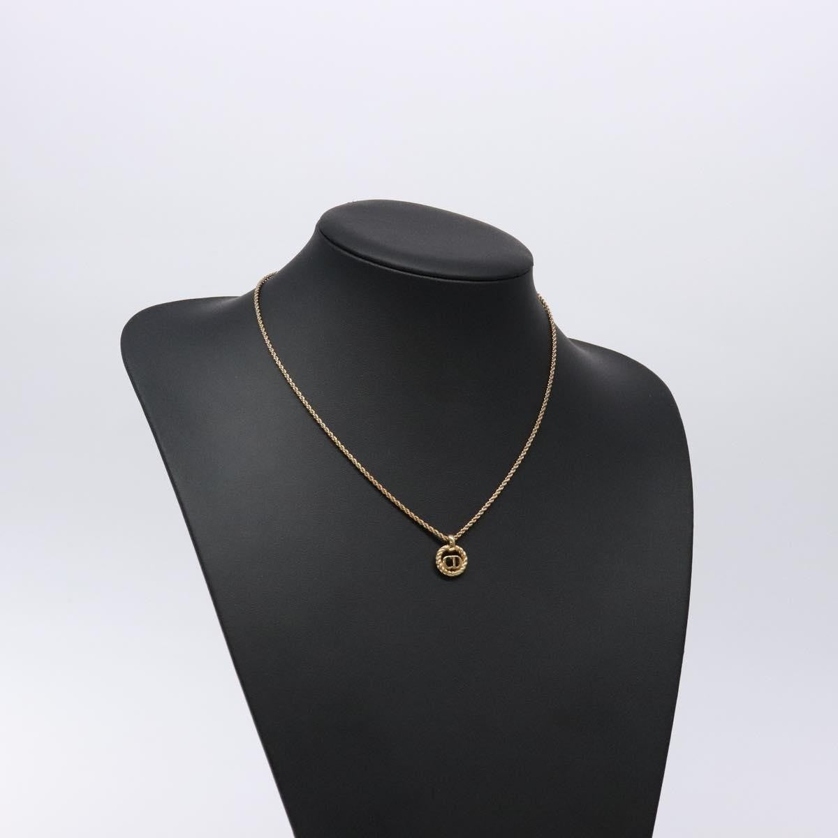 Christian Dior Cd Round Pendant Necklace Metal Gold Metal Jewelry (Pre-Owned)