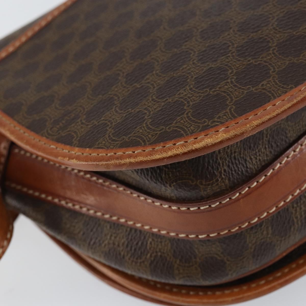 Celine Vintage Macadam Shoulder Bag Canvas And Leather Brown Canvas Shoulder Bag Bag