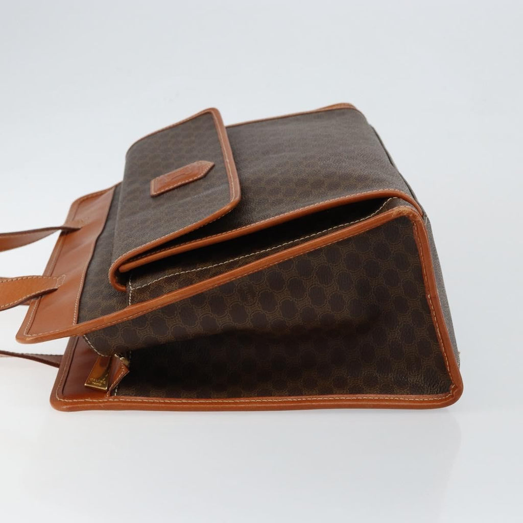 Celine Vintage Macadam Tote Bag Canvas And Leather Brown Canvas Tote Bag Bag