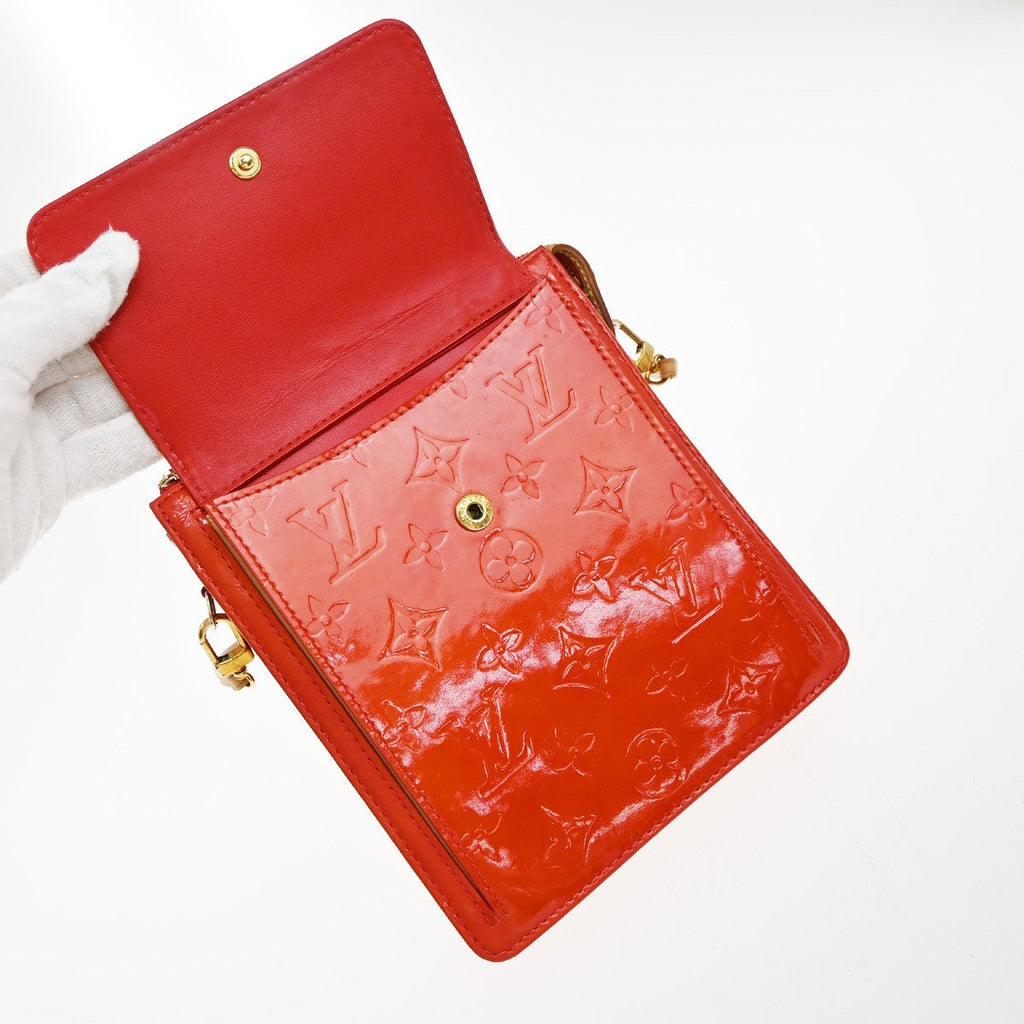 Louis Vuitton Mott Handbag Monogram Vernis Red Patent_Leather Clutche & Pouche Bag