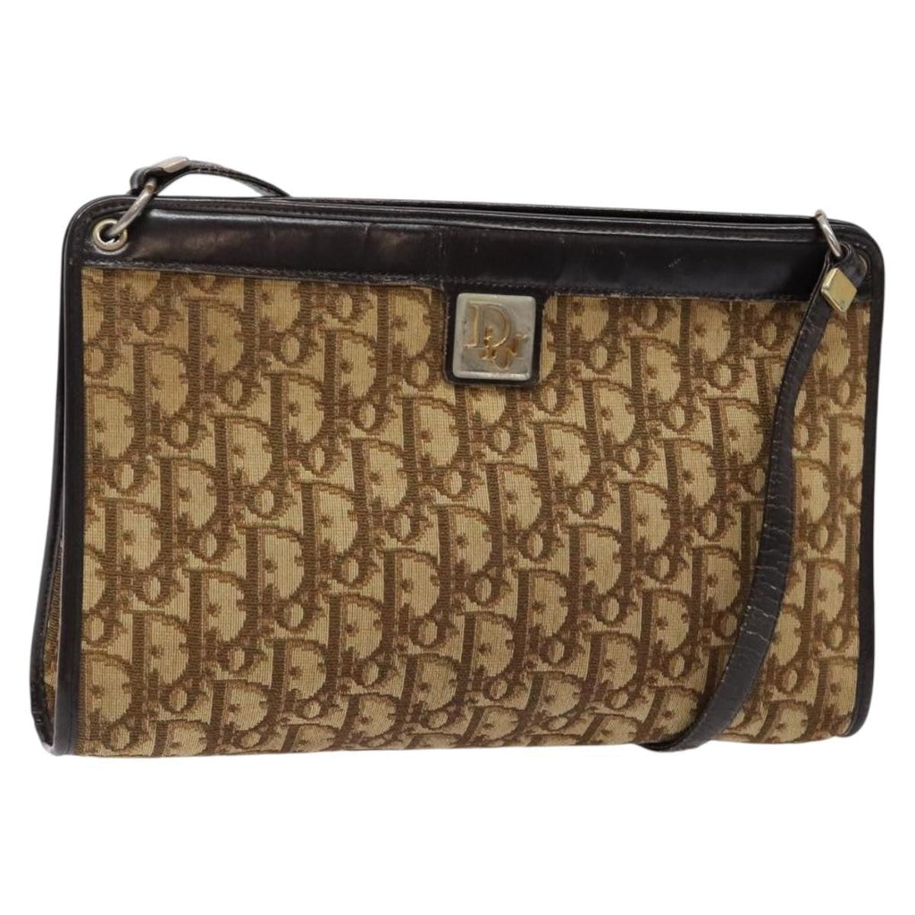 Christian Dior Vintage Trotter Shoulder Bag Canvas Brown Canvas Bag (Pre-Owned)