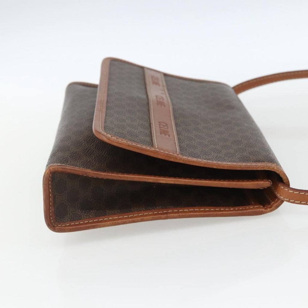 Celine Vintage Macadam Shoulder Bag Canvas And Leather Brown Canvas Shoulder Bag Bag