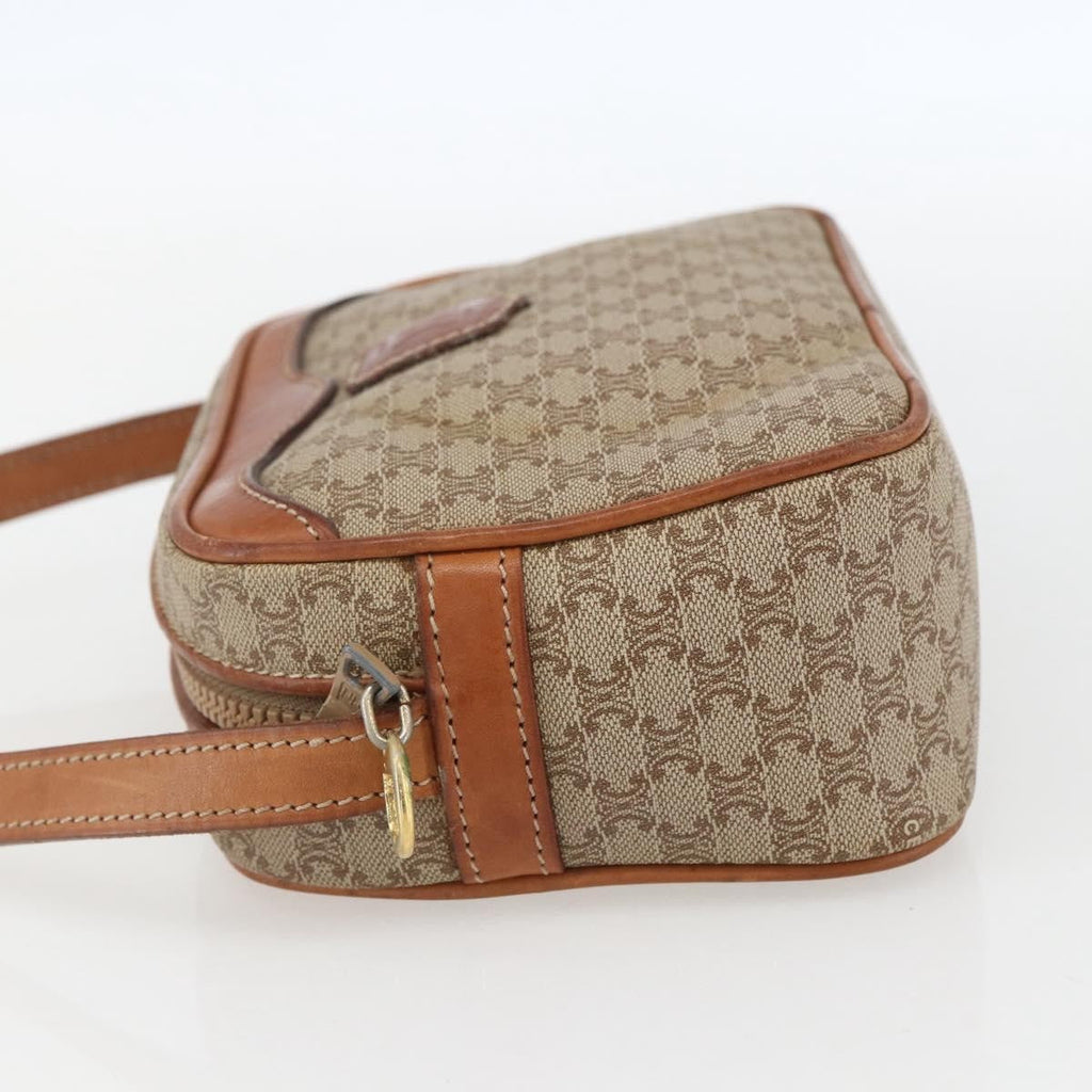 Celine Vintage Macadam Shoulder Bag Canvas And Leather Beige Canvas Shoulder Bag Bag