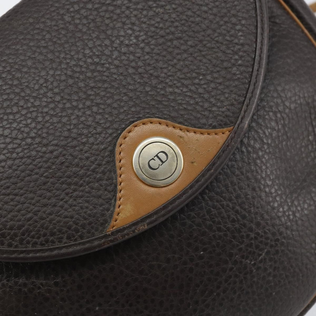 Christian Dior Vintage Cd Flap Shoulder Bag Leather Brown Leather Shoulder Bag Bag (Pre-Owned)