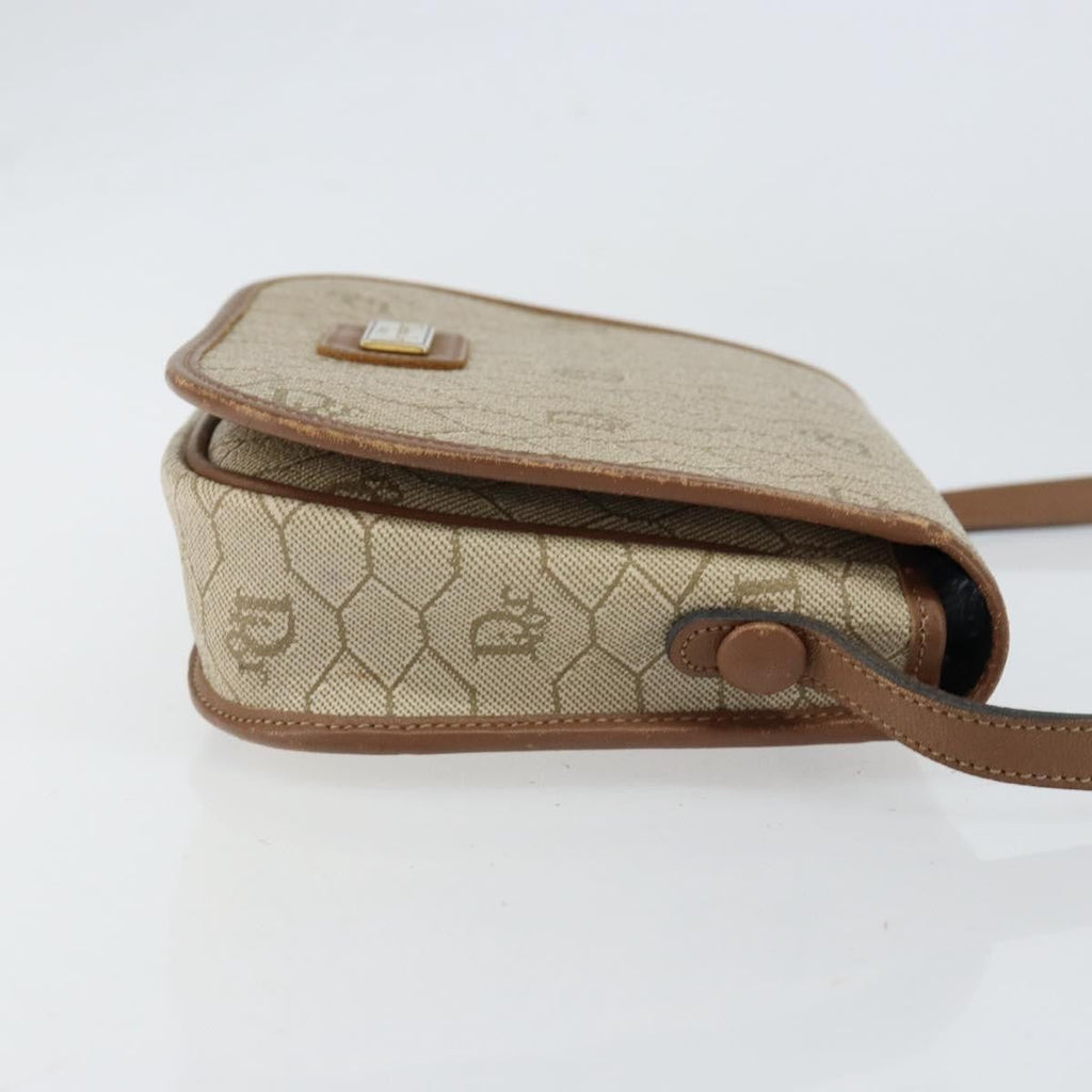 Christian Dior Vintage Honeycomb Flap Crossbody Bag Coated Canvas Beige Canvas Shoulder Bag Bag (Pre-Owned)