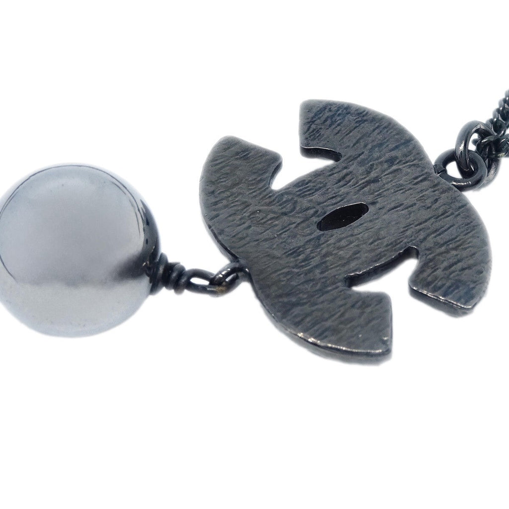 Chanel Cc Pearl Drop Necklace Metal With Pearls Black Metal Necklace Jewelry