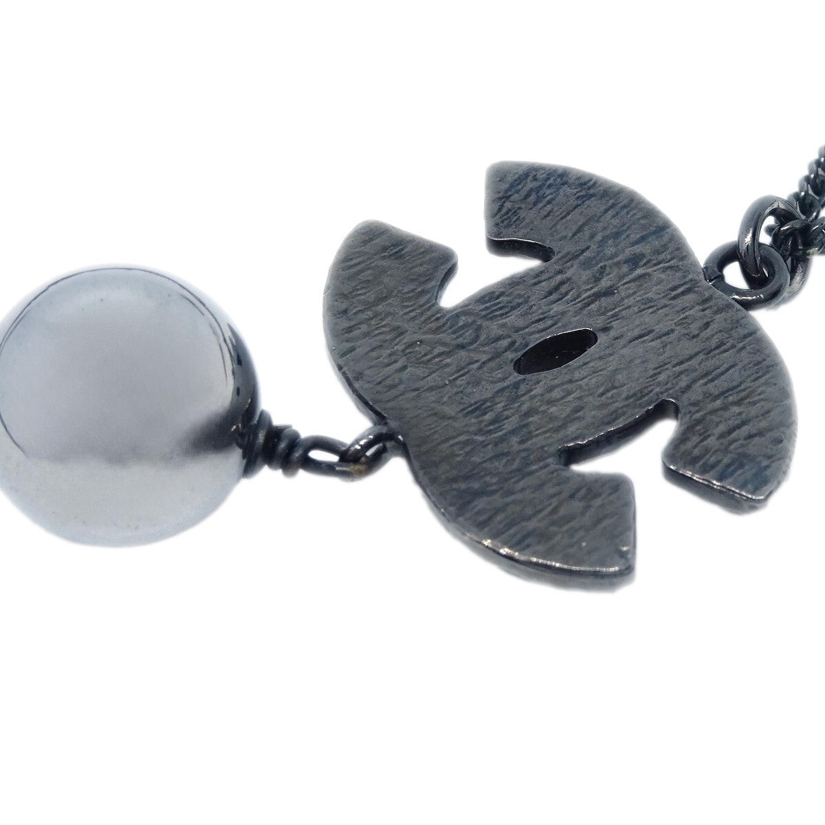 Chanel Cc Pearl Drop Necklace Metal With Pearls Black Metal Necklace Jewelry