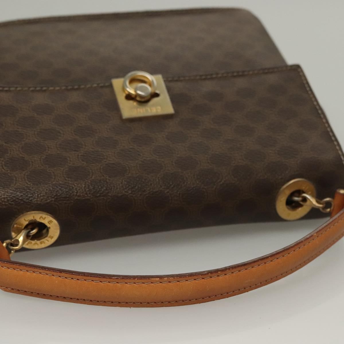 Celine Macadam Handbag Macadam With Leather Brown Canvas Handbag