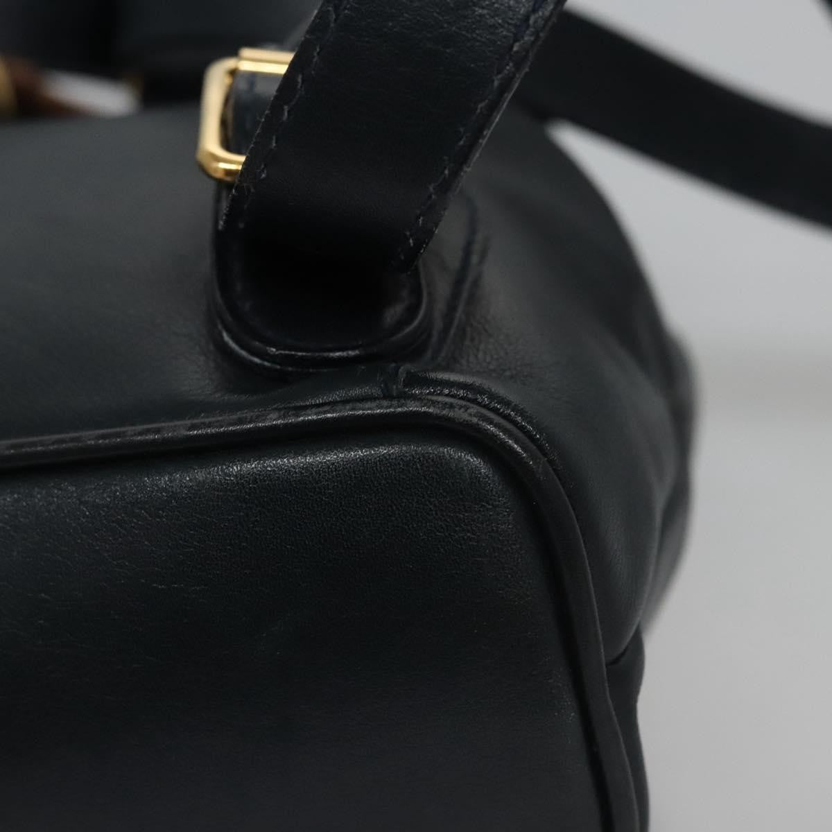 Gucci Vintage Bamboo Backpack Leather Black Leather Backpack Bag (Pre-Owned)