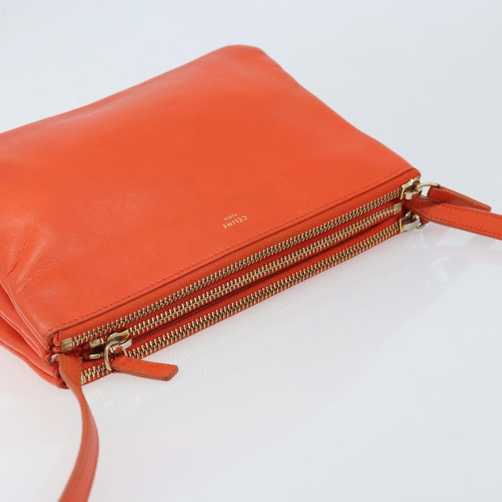 Celine Trio Crossbody Bag Leather Orange Leather Shoulder Bag Bag