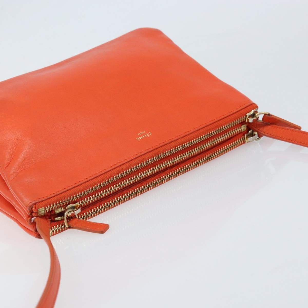 Celine Trio Crossbody Bag Leather Orange Leather Shoulder Bag Bag