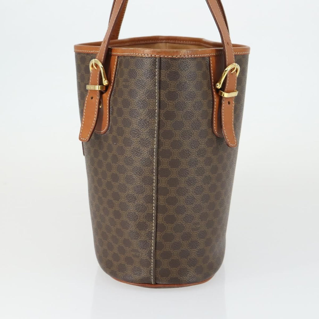 Celine Vintage Macadam Tote Bag Canvas And Leather Brown Canvas Handbag