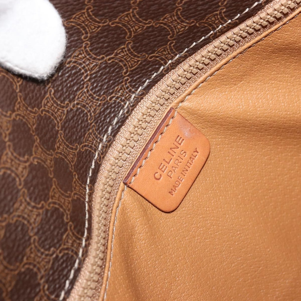 Celine Vintage Macadam Shoulder Bag Canvas And Leather Brown Canvas Shoulder Bag Bag