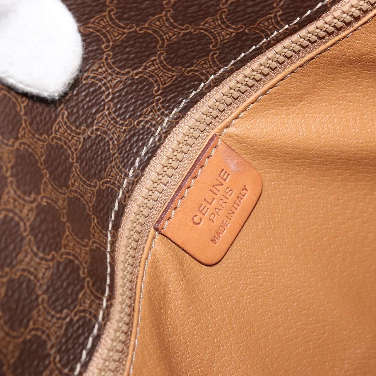 Celine Vintage Macadam Shoulder Bag Canvas And Leather Brown Canvas Shoulder Bag Bag