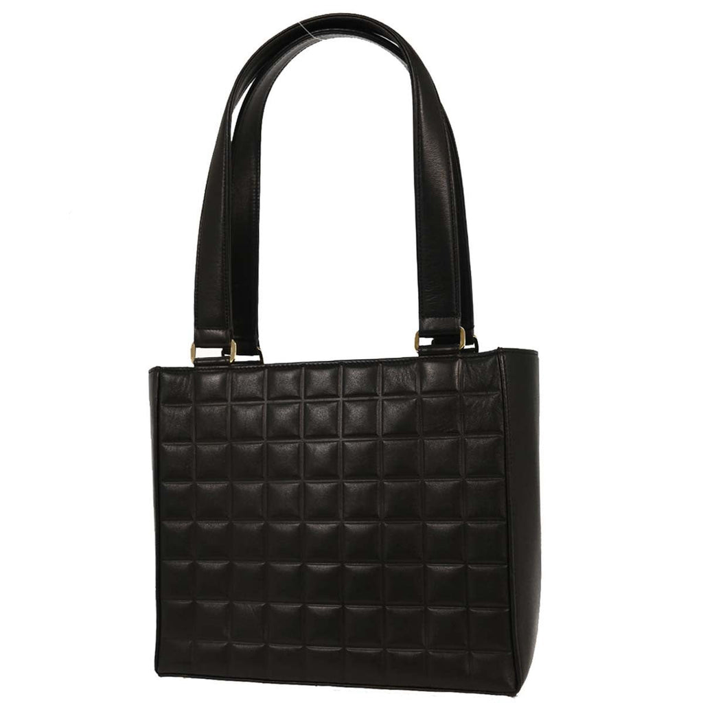 Chanel Chocolate Bar Cc Tote Quilted Leather Black Leather Tote Bag Bag