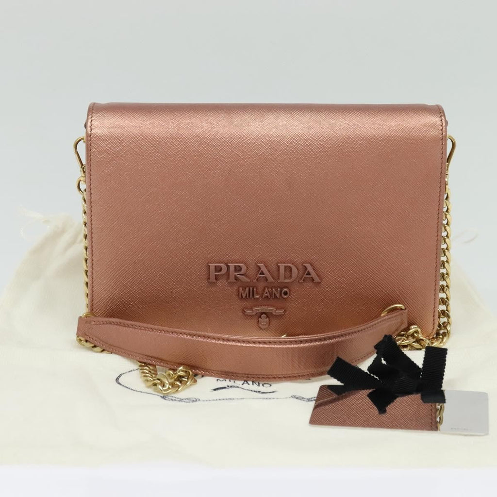 Prada Monochrome Chain Flap Bag Saffiano Leather Pink Leather Shoulder Bag Bag